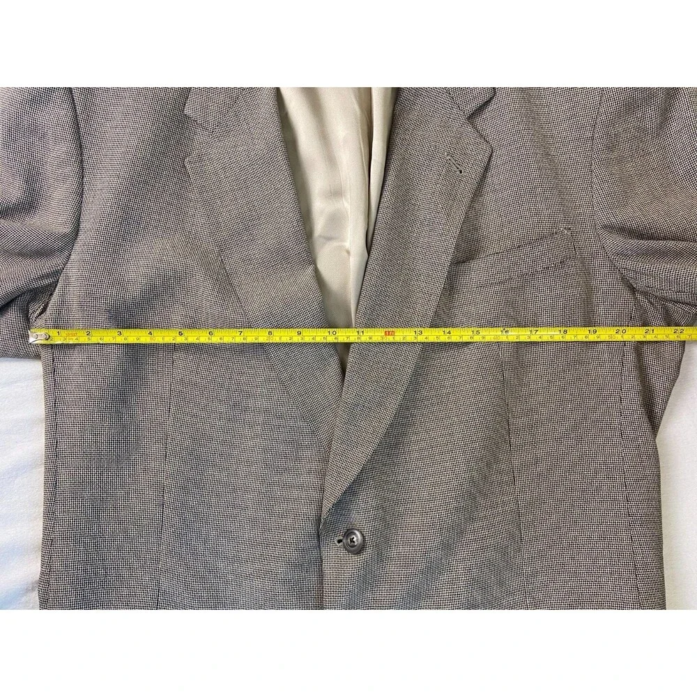 Hart Schaffner Marx Mens 48XL Brown Tan Houndstooth 2 Button Blazer Wool Vintage